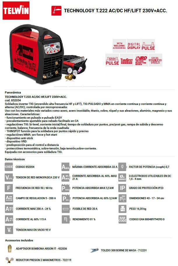 SOLDADORA TECHNOLOGY TIG TELWI