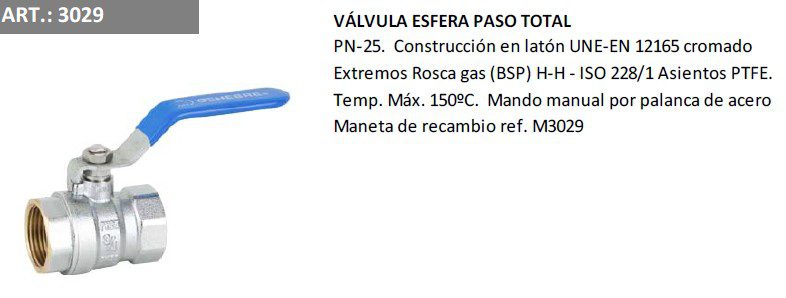 VALVULA ESFERICA 3/8"  GENEBRE