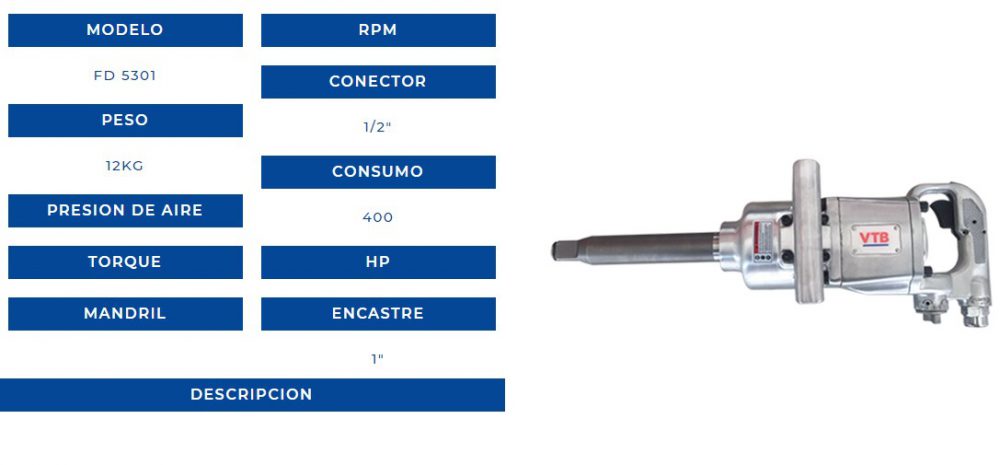 LLAVE DE IMPAC DE 1"       VTB