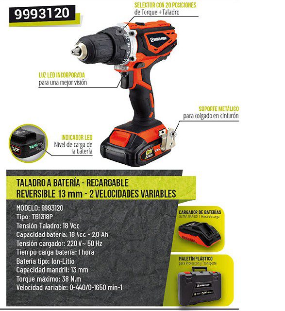 TALADRO INALAMBRICO 18V  DOWEN