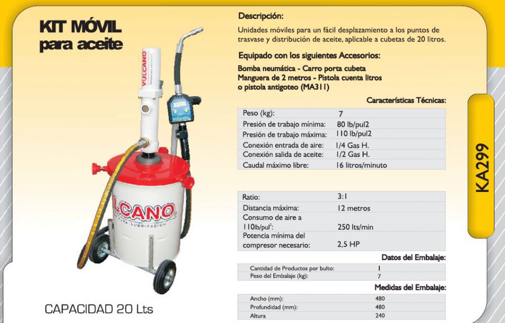 KIT MOVIL PARA ACEITE 20LT VUL