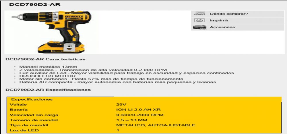 TALADRO INALAMBRICO 20V     DW