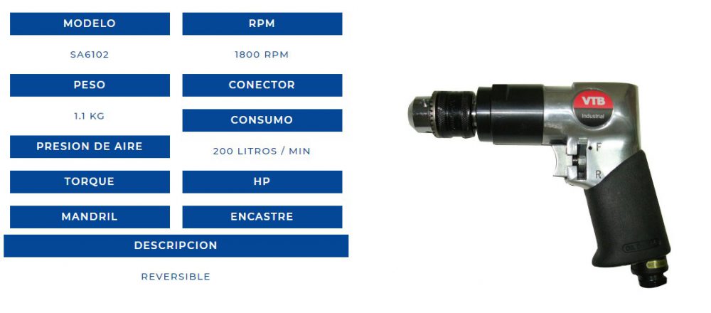 TALADRO NEUM PIST 1800RPM  VTB