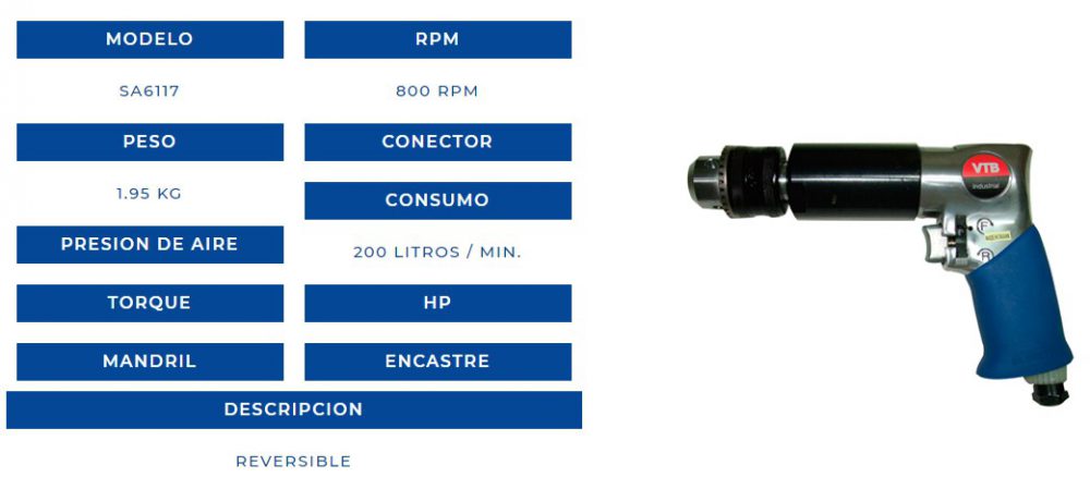TALADRO NEUM PIST 800RPM   VTB