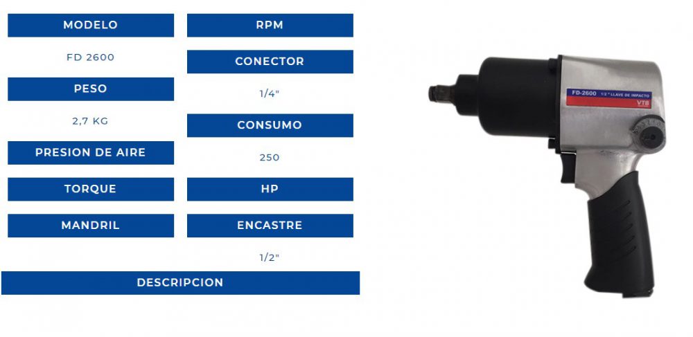 LLAVE DE IMPAC DE 1/2"     VTB